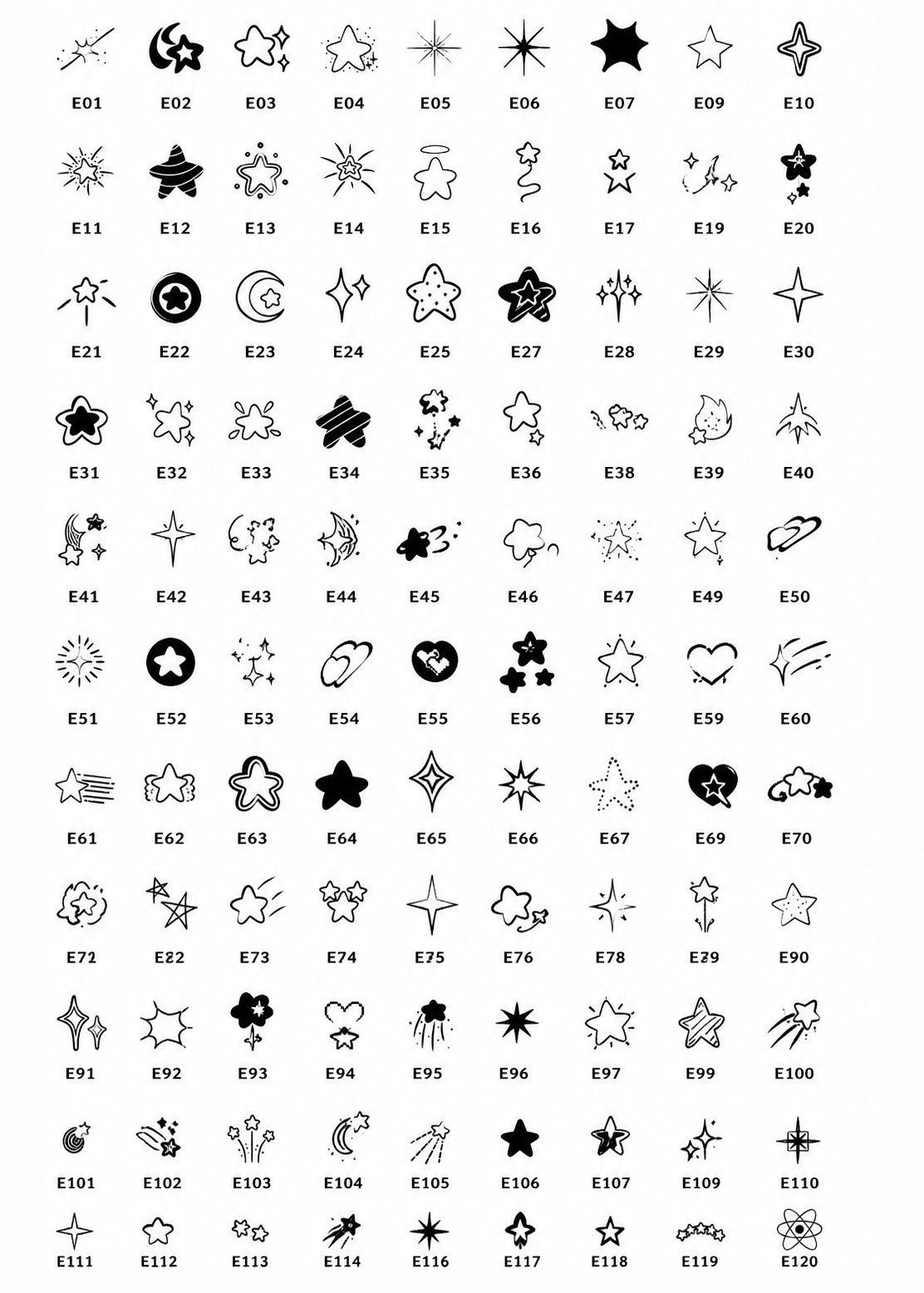 etoiles formes en étoiles pour gravure laser