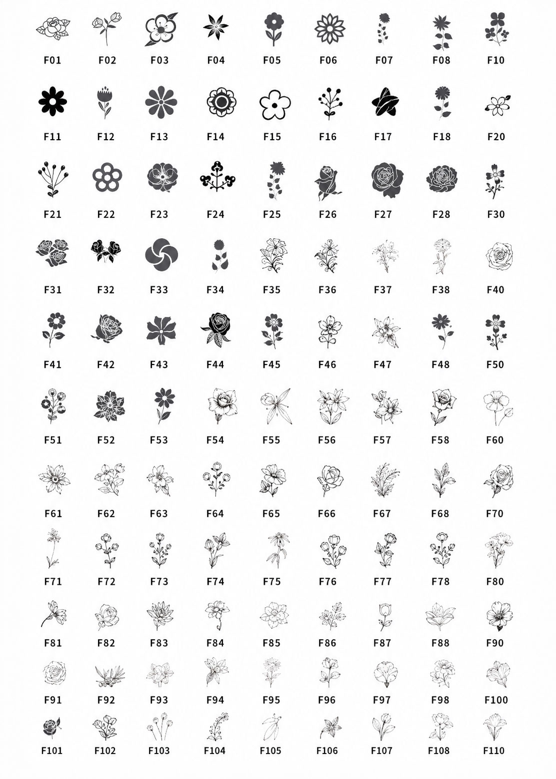 fleurs formes en fleurs pour gravure laser