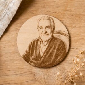 sous verre gravure photo sur bois