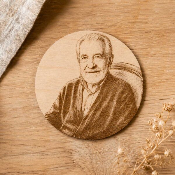 sous verre gravure photo sur bois