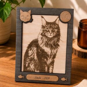 photo laser sur bois : chat