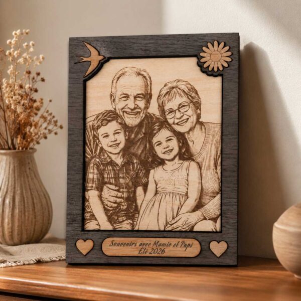 photo laser sur bois personnalisée