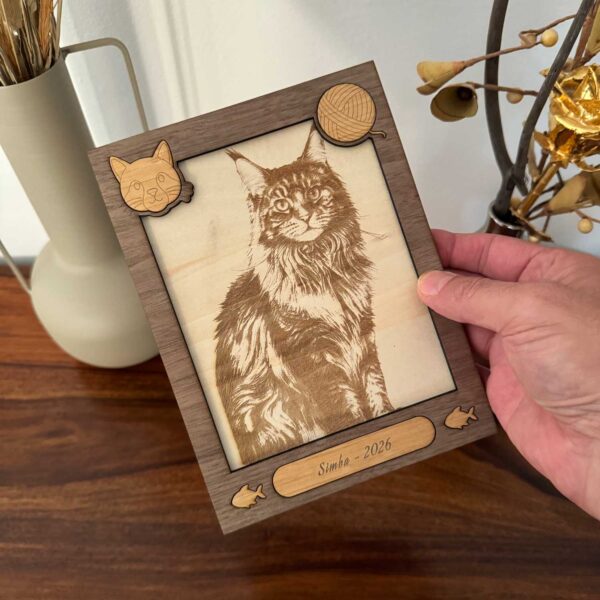 photo laser sur bois chat