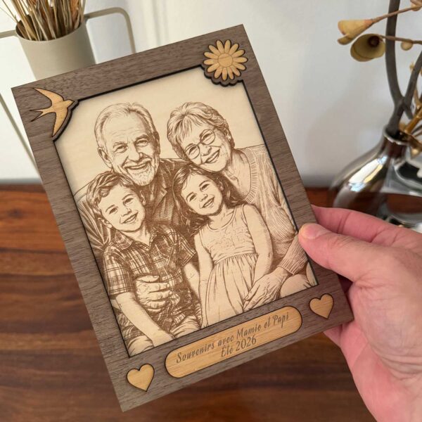 photo laser sur bois souvenir