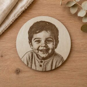 sous verre gravé laser bois enfant