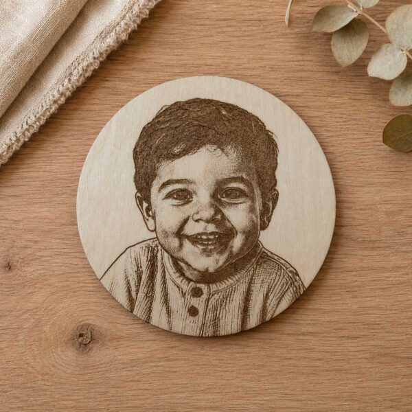 sous verre gravé laser bois enfant