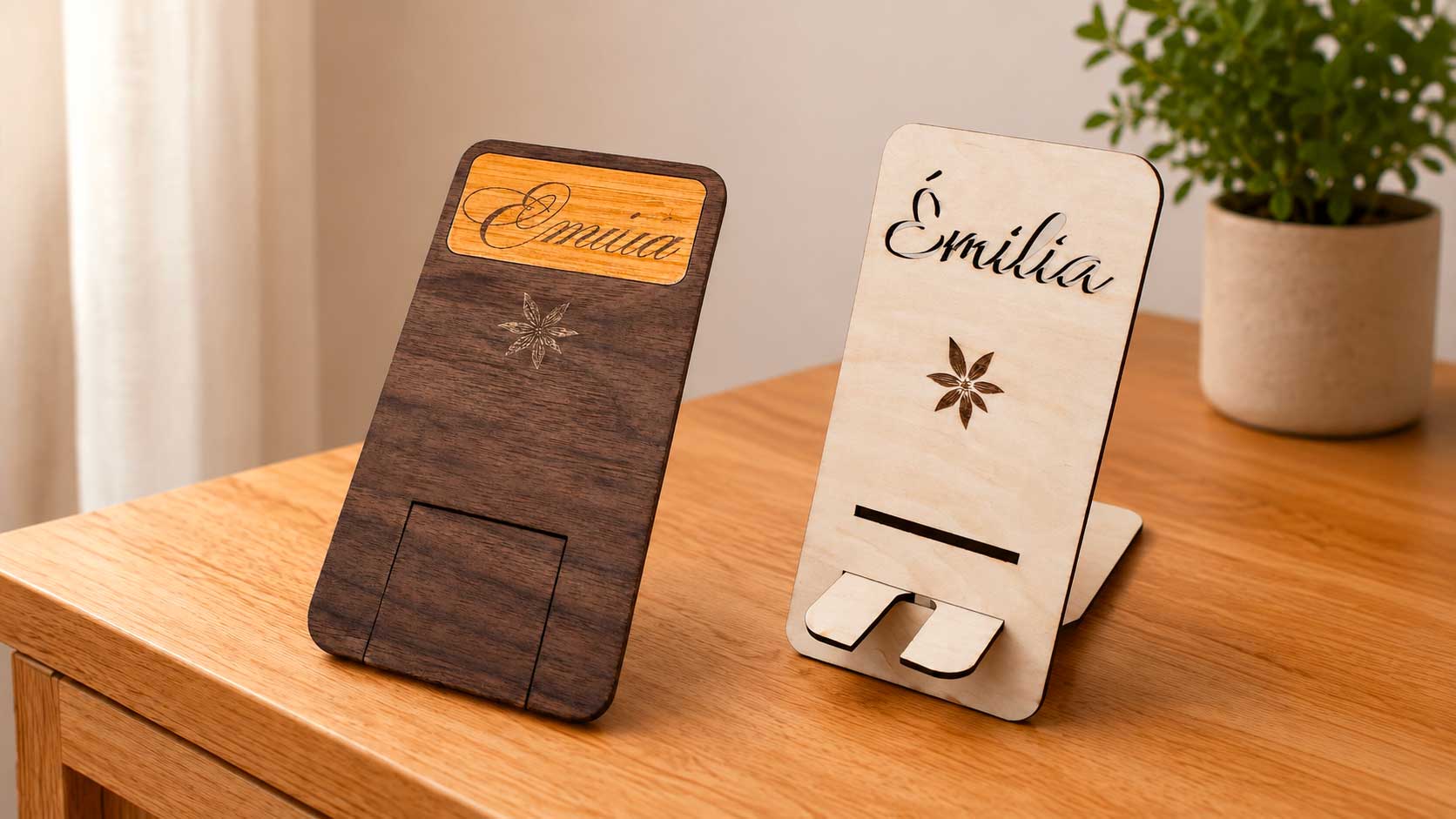 porte téléphone en bois