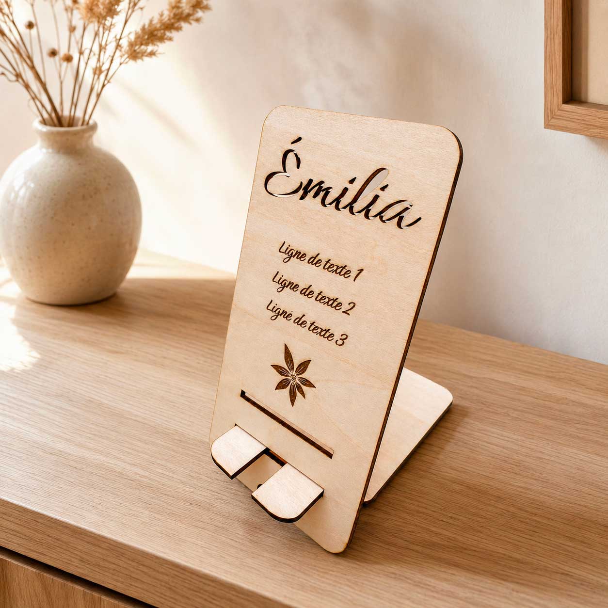 support telephone en bois