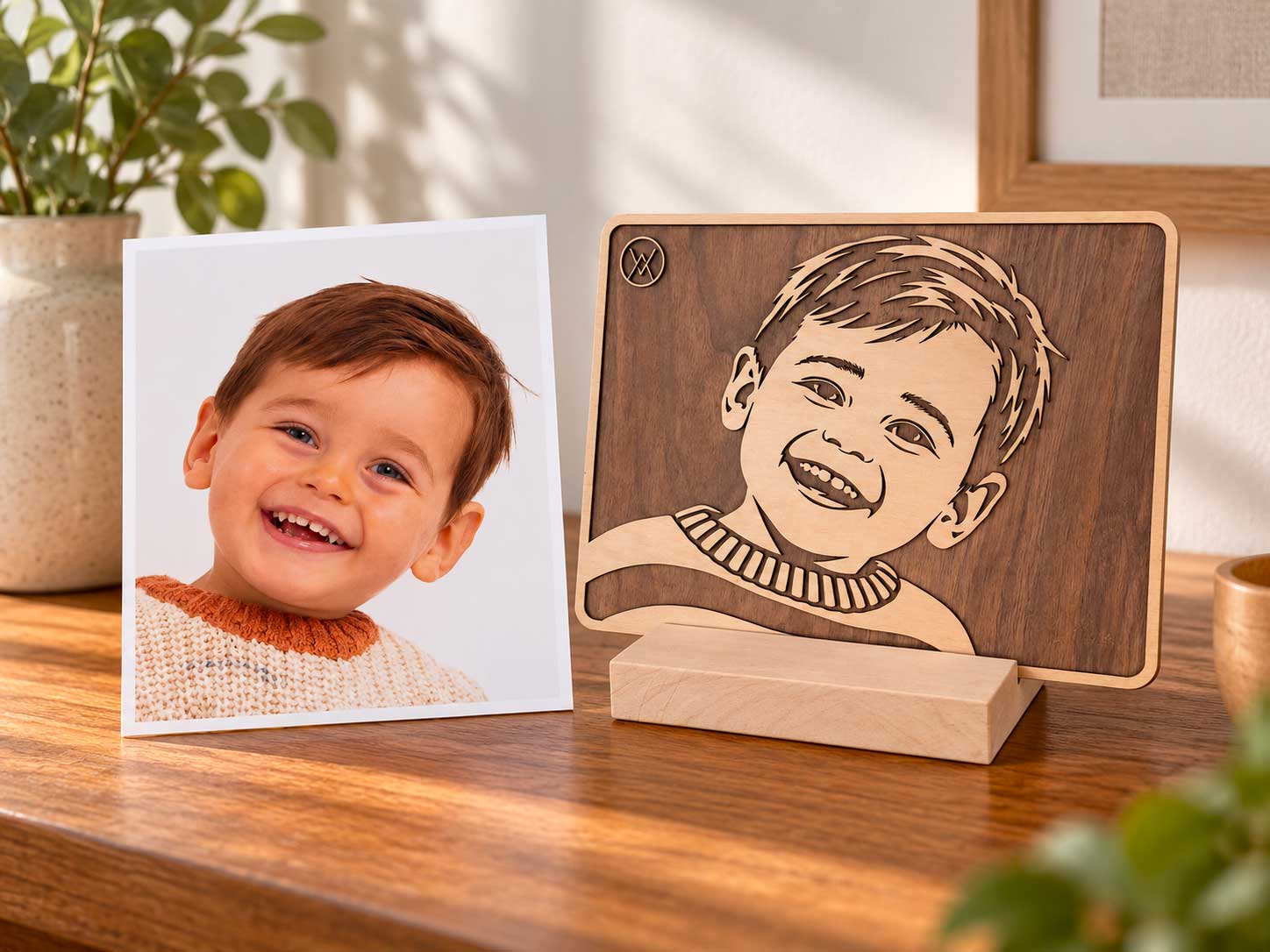 Portrait personnalisé en bois 2d